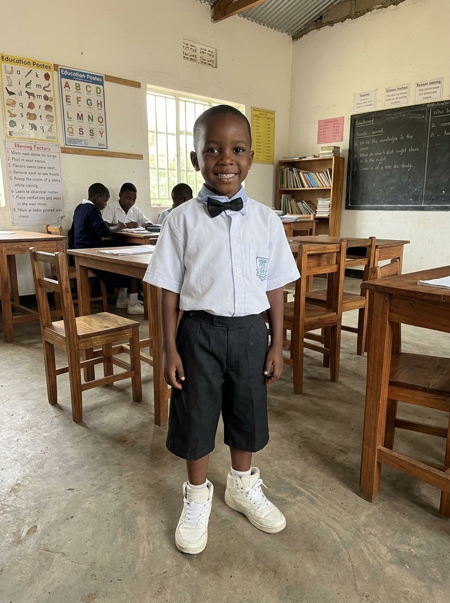 Con Fasta: un niño en el colegio, con uniforme